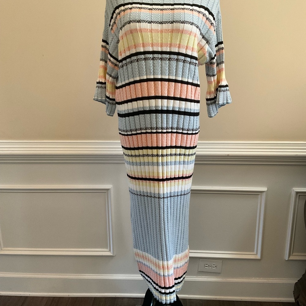 Anthropologie Maeve Roberta Ribbed Striped Maxi Sweater Dress Size Medium
